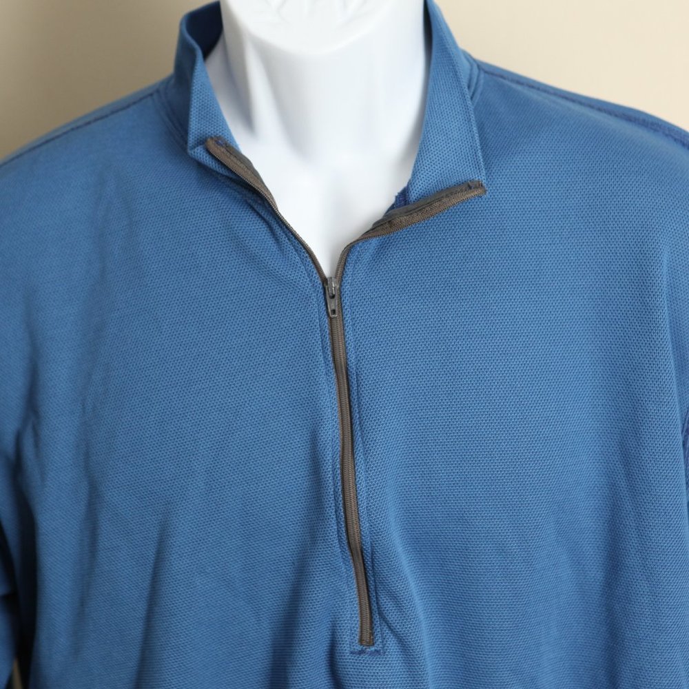 MARMOT Men's blue w/ gray trim 1/2 zip performance Jacket Large L shirt